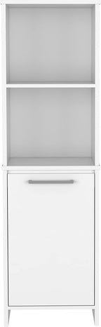 17.7" D*15.7" W*59.3" H Corner Freestanding Storage Cabinet with 2 Shelves, Lower Single Door with Gray Door Handle, Rectangular Kitchen Pantry, Modern, for Living Room, Dining Room, White
