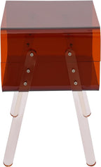 Acrylic Side Table, Small End Table for Living Room, Bedroom & Office, 2-Tier End Table with Open Storage, Sturdy Brown Accent Table for Apartment, Dorm, Minimalist Home Decor (Brown)