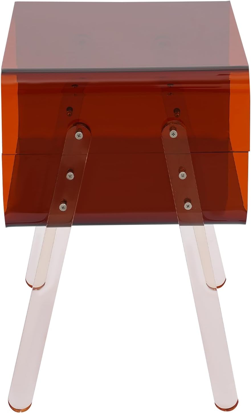 Acrylic Side Table, Small End Table for Living Room, Bedroom & Office, 2-Tier End Table with Open Storage, Sturdy Brown Accent Table for Apartment, Dorm, Minimalist Home Decor (Brown)