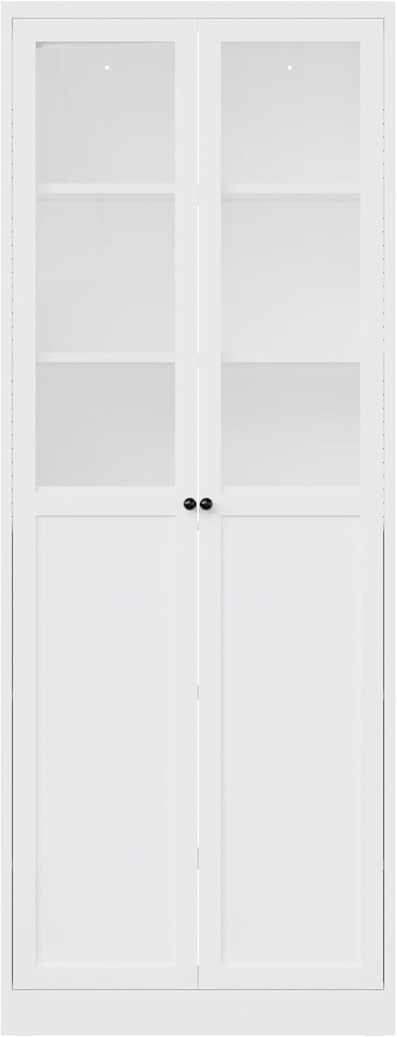Storage Pantry Buffet Cabinet - 72" White Metal Tall Heavy-Duty Adjustable Freestanding Kitchen Pantry Cabinet with Doors Shelves for Kitchen Living Room Bathroom Garage Pantry