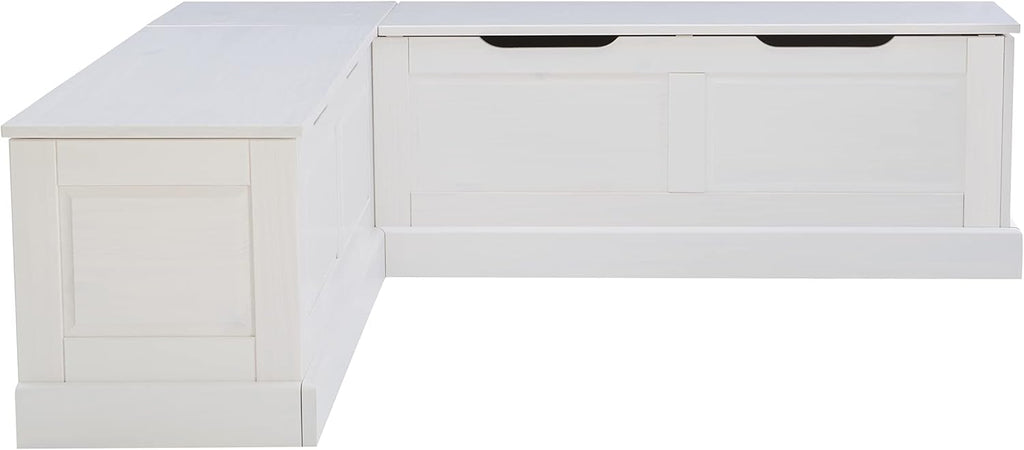 Linon Harris White Solid Pine Backless Nook with Interior Storage