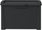 Patio Storage Box Anthracite 33 gal Resin Wicker Chest Outdoor Cushion Container Bench with Lockable Lid for Garden Backyard Deck Porch Furniture Seat