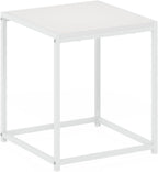Furinno Camnus Side Table, White End Table with Metal Frame, Square Open Frame Night Stand, Bedside Table, Easy Assembly, for Living Room, Bedroom, Plain White