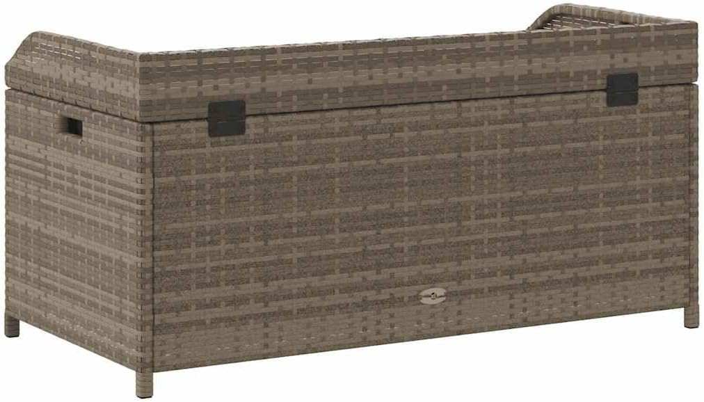 Gray Patio Storage Bench 39.4"x19.7"x20.5" Poly Rattan with Waterproof Bag and Gas Spring