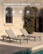 Foldable Outdoor Lounge Chair, No Assembly Patio Chaise Lounge Outdoor with 5-Positions, Aluminum Pool Lounge Chair with Portable Design for Pool, Beach, Deck, Backyard, Khaki
