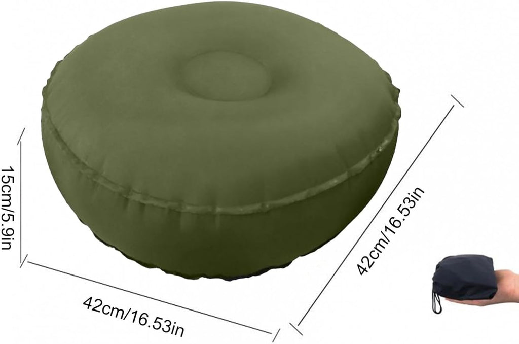 Inflatable Meditation Cushion Seating Indoor Outdoor Meditation Pillow Comfortable Lightweight, Green