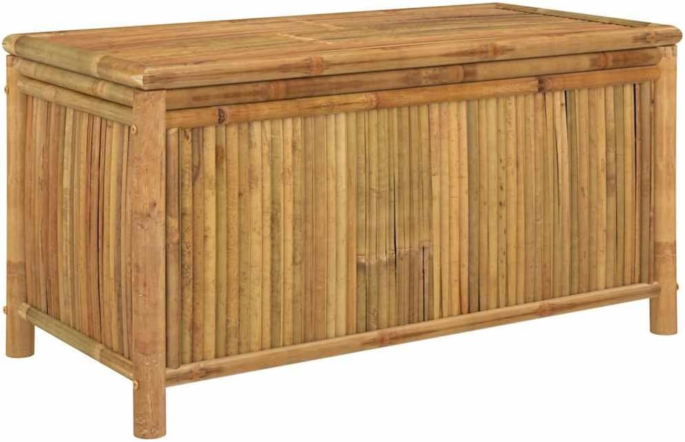 Bamboo Patio Storage Box 43.3"x20.5"x21.7" Outdoor Storage Bench for Garden Tools and Cushions