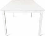 Modern 59 Inch Rectangular Dining Table, White Finish Solid Rubberwood