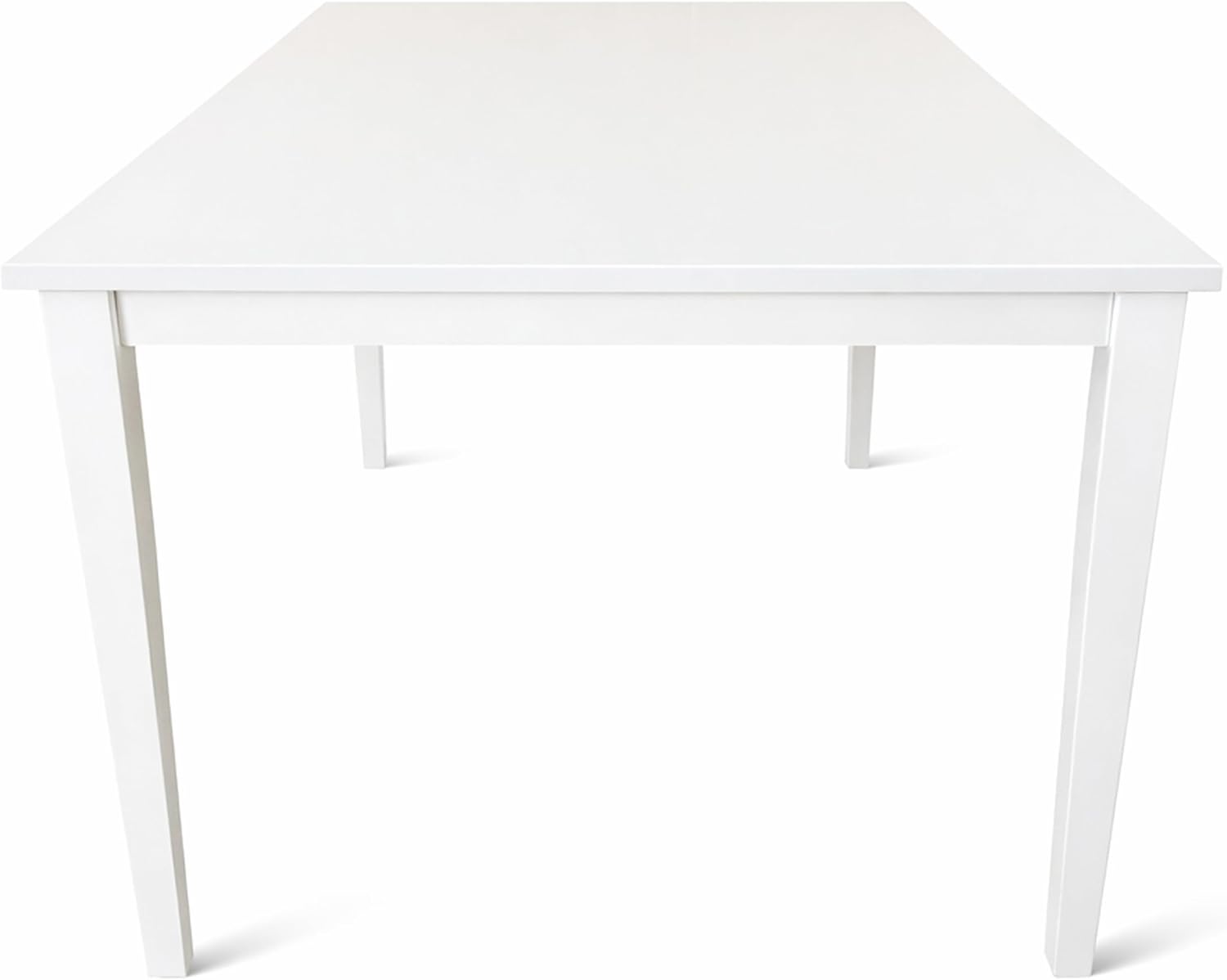 Modern 59 Inch Rectangular Dining Table, White Finish Solid Rubberwood