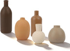 Ceramic Vase Set of 5, Neutral Decorative Vases for Home Decor, Modern Farmhouse Boho Pottery Vases, Terracotta Small Vases for Living Room, Entryway Table Decor