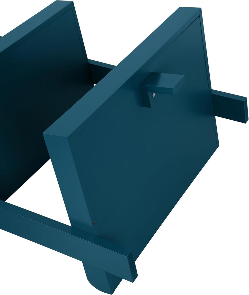 eHemco Modern 5 Tier Wall-Leaning Ladder Bookshelf Organizer, Storage Rack, 70 Inches, Blue