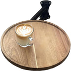 Retractable Wall Mount Folding Table, Adjustable Wall Mounted Coffee Table, Balcony Coffee Table, 13.78 Inch Round Wooden Tabletop, Acacia Brown, Adjustable Angle, Space-Saving Design (black, large)