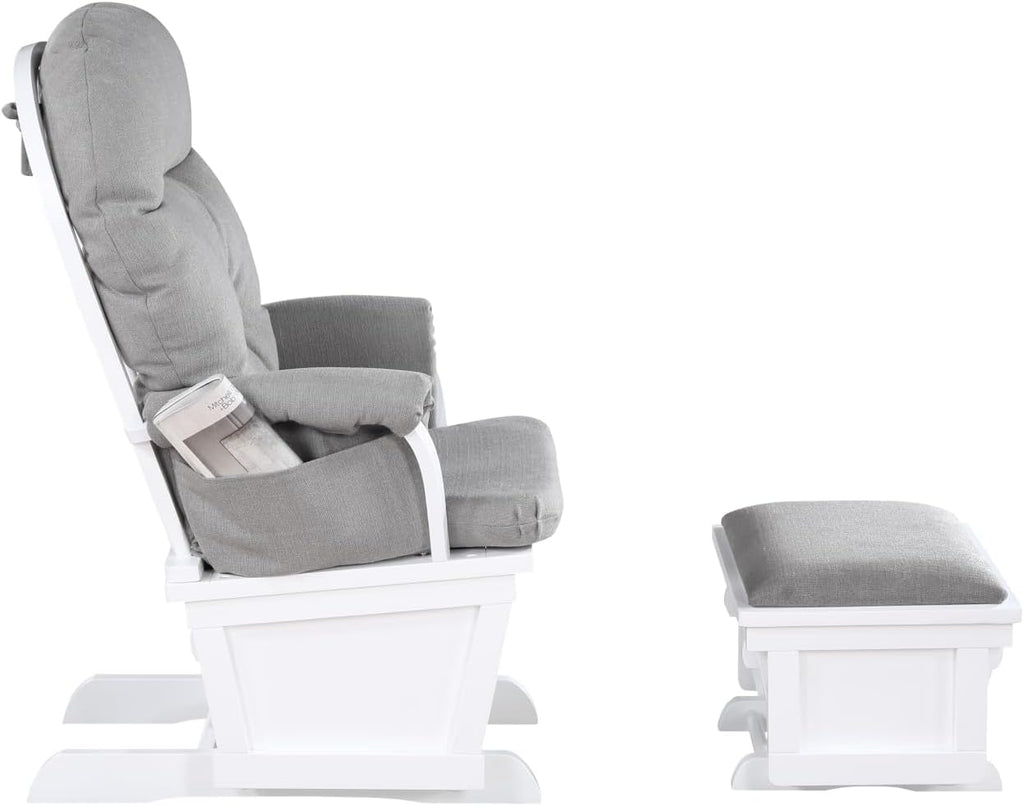 Madison Glider & Ottoman White/Oyster