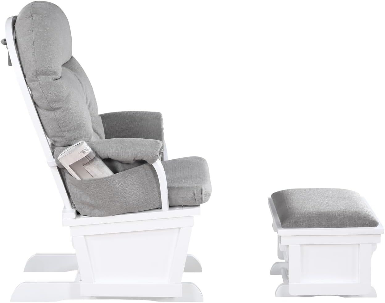 Madison Glider & Ottoman White/Oyster