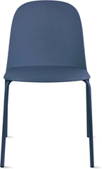 2xhome Set of 4 Modern Stackable Armless Dining Chairs | Plastic Shell Seat with Metal Legs | Indoor or Outdoor Use | Home Kitchen Patio, Blue