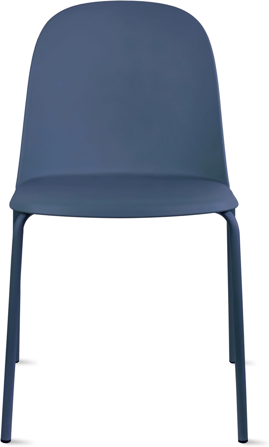 2xhome Set of 4 Modern Stackable Armless Dining Chairs | Plastic Shell Seat with Metal Legs | Indoor or Outdoor Use | Home Kitchen Patio, Blue