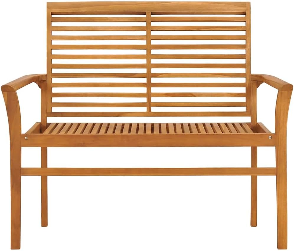 Garden Bench Teak Brown Solid Teak Wood, 100% Polyester Fabric,Solid Teak Garden Bench with Comfortable Cushion Durable&Stylish Patio Furniture for Gardens and Balconies Patio Furniture