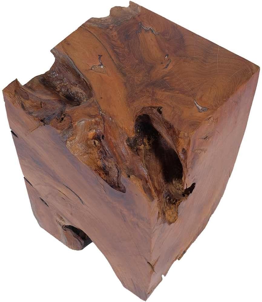 Rustic Stool Solid Teak Wood End Side Table, Small Wooden Stool, Plant Stand, Nightstand, Solid Teak Wood,-278