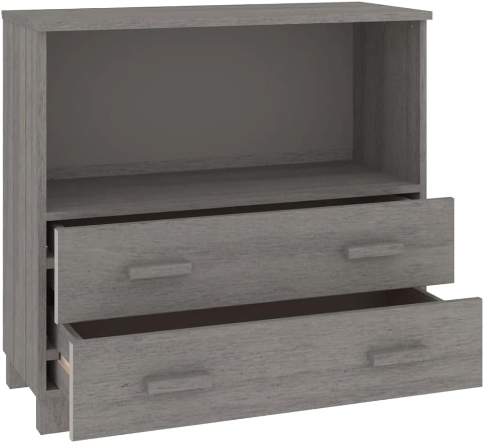 Light Grey Sideboard with Solid Pine Wood and MDF Construction, Modern Storage Cabinet for Living Room or Dining Room, 4-Drawer Furniture Piece with Smooth Finish and Durable
