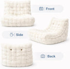 Bean Bag Chairs with Filler Faux Fur Fireside Beanbags Lazy Sofa for Memory Foam BeanBag Chair Bean Bag Sofa for Bedroom, Living Room, Office and Home (White)