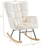 Nursery Rocking Chair, Ergonomic High Back Armrests, Metal Frame Capacity Easy Assembly, Accent Chair with High Backrest Reading Chair for Adult, Nursery, Bedroom, Living Room,Offices