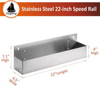 FlagShip Speed Rail 22 Inch Stainless Steel Liquor Bottle Holder Wall Mounted Syrup Rack Bottle Storage for Bar,Kitchen,Coffee Station