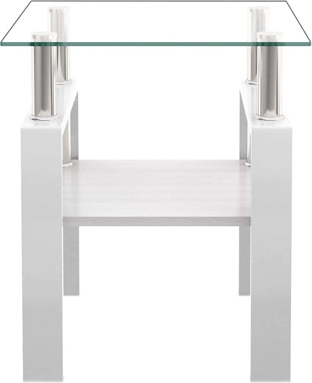 2-piece Set Modern Tempered Glass Side Table, Small Glass Top End Table, Square Table with Metal Frame, Suitable for Living Room and Bedroom