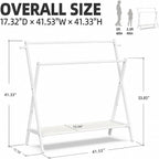 BAMBOOHOMIE Kids Clothing Rack, Small Clothes Organizer Rack, Kids Dress Up Rack with Storage Shelf & Double Rods, Bamboo Child Garment Rack for Playroom Toddler's Bedroom (Large Size - White)