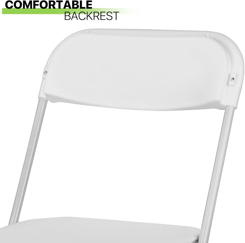 Magshion Plastic Folding Chairs 4 Pack White Foldable Dinning Chairs for Wedding Parties Event Outdoor Indoor Lightweight Chair 330lbs Capacity