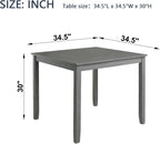 Knocbel Classic 2-Person Dining Table for Small Space, Wooden Apartment Condo Pub Bistro Kitchen Dining Furniture, Standard Height (Gray Square 30" H)