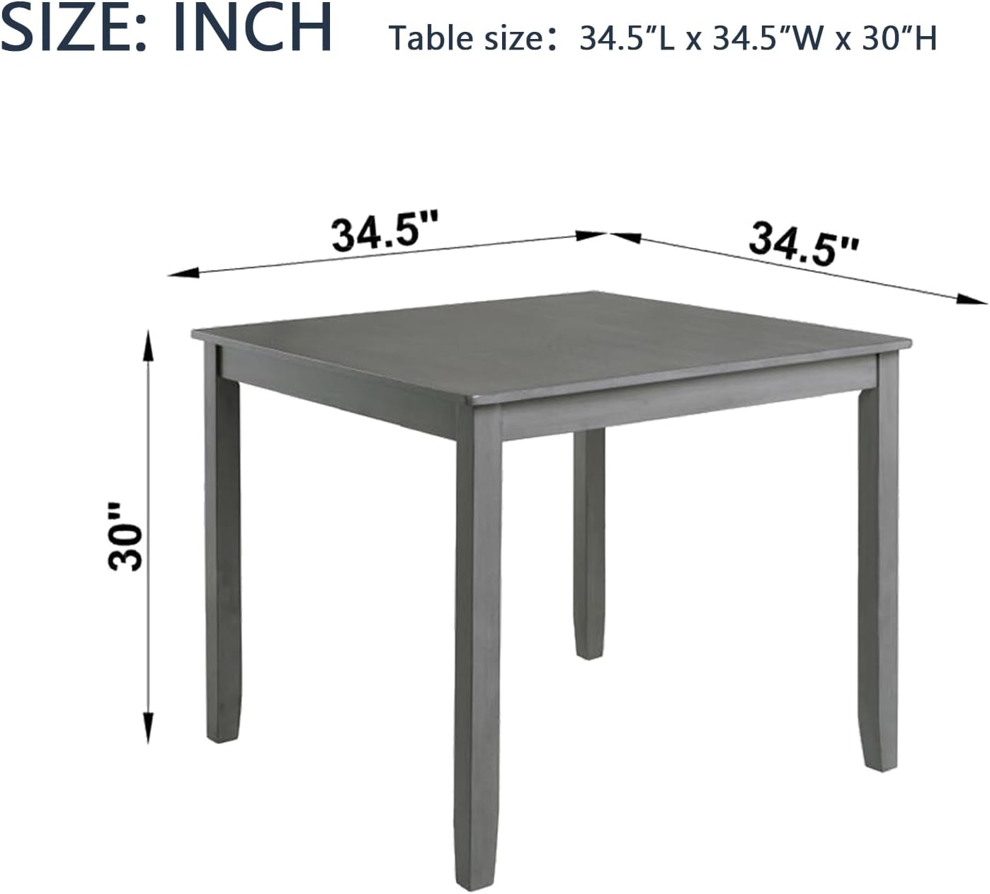 Knocbel Classic 2-Person Dining Table for Small Space, Wooden Apartment Condo Pub Bistro Kitchen Dining Furniture, Standard Height (Gray Square 30" H)