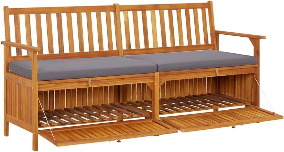 Bench Black Solid Acacia Wood 67 in Storage Bench Rectangular,Modern Storage Bench for Patio, Garden or Living Room with Ample Space & Comfortable Seating Patio Furniture