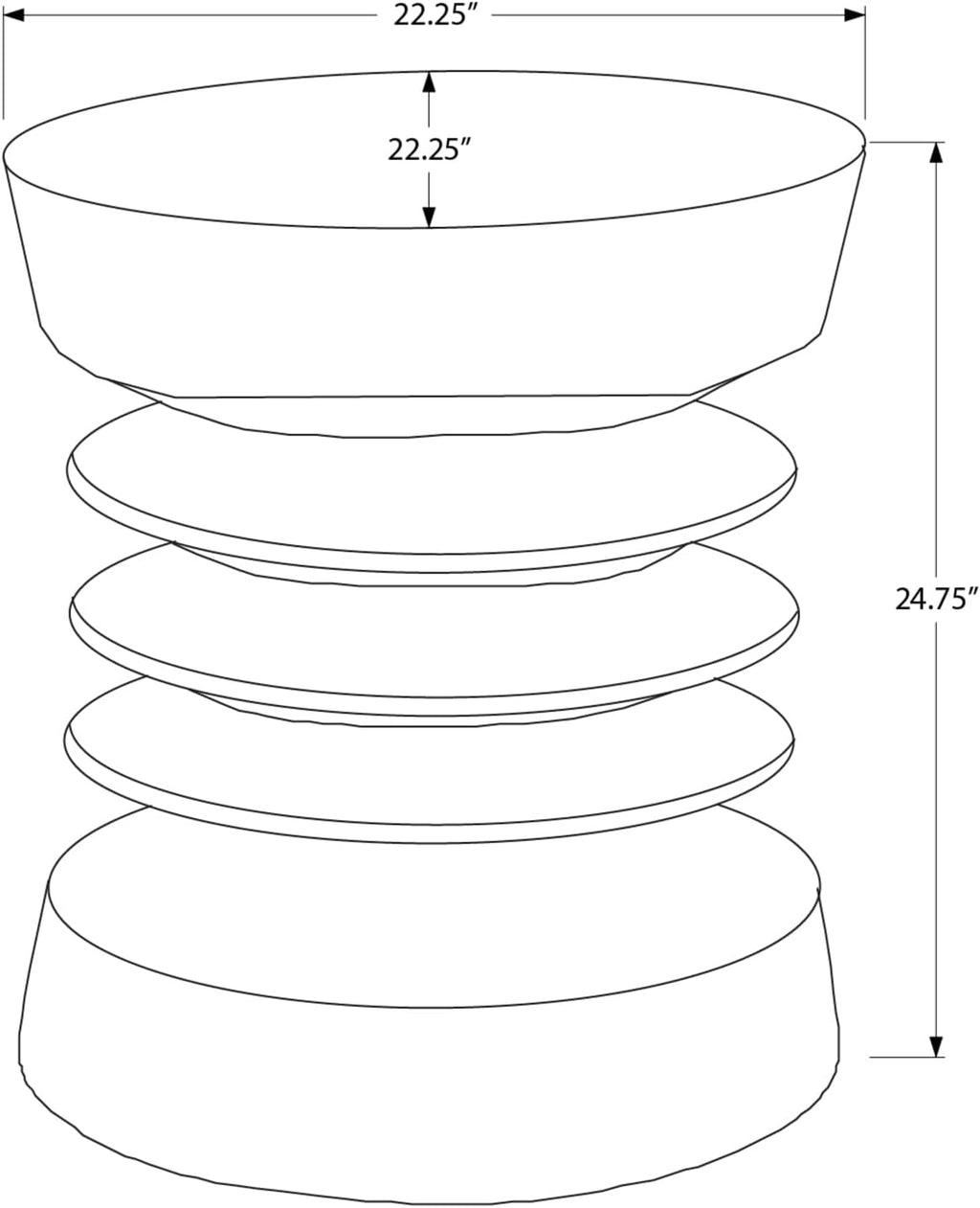 Round Magnesium Oxide Accent Side Table, 24.75" H Modern Grey End Table, Indoor & Outdoor Versatile Nightstand for Living Room Bedroom Patio