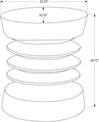 Round Magnesium Oxide Accent Side Table, 24.75" H Modern Grey End Table, Indoor & Outdoor Versatile Nightstand for Living Room Bedroom Patio