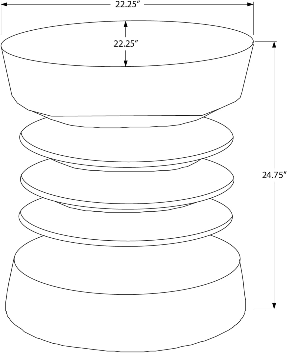 Round Magnesium Oxide Accent Side Table, 24.75" H Modern Grey End Table, Indoor & Outdoor Versatile Nightstand for Living Room Bedroom Patio