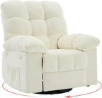 Rocking Recliner Chair, 360° Swivel Rocker Chair, Chenille Upholstered Glider Chair with Side Pockets, q235 Steel Frame Lazy Boy Recliner Single Sofa for Living Room, Nursery, Small Spaces, Beige