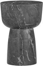 Pemberly Row Contemporary Faux Marble Side Table, Black Finish, Handmade, Water and Sunlight Resistant, 14 in x 14 in x 20.3 in, Indoor/Outdoor Use, Trendy Totem Silhouette Decor Piece