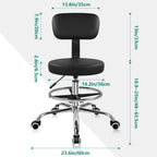BFTOU Black Drafting Chair with Backsupport Tall Adjustable Rolling Stool with Wheels Thick Seat Cushion High Office Chair for Shop Salon Bar Kitchen Studio Home Lab Counter Space Saving