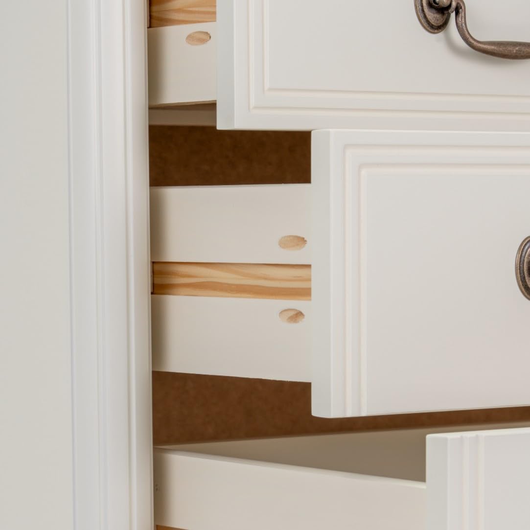 Design House Oxford Chest with Drawers, Antique White, 31.5 in H x 35.4 in W x 19.7 in D, 228353-AWT