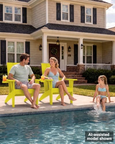 MXIMU Adirondack Chairs Set of 4 Outdoor: 450lb Capacity&33in Tall Backrest Oversized Modern Adirondack Chairs - Comfortable All-Weather Fire Pit Chair - Easy Assembly True Wood Grain Lawn Chair