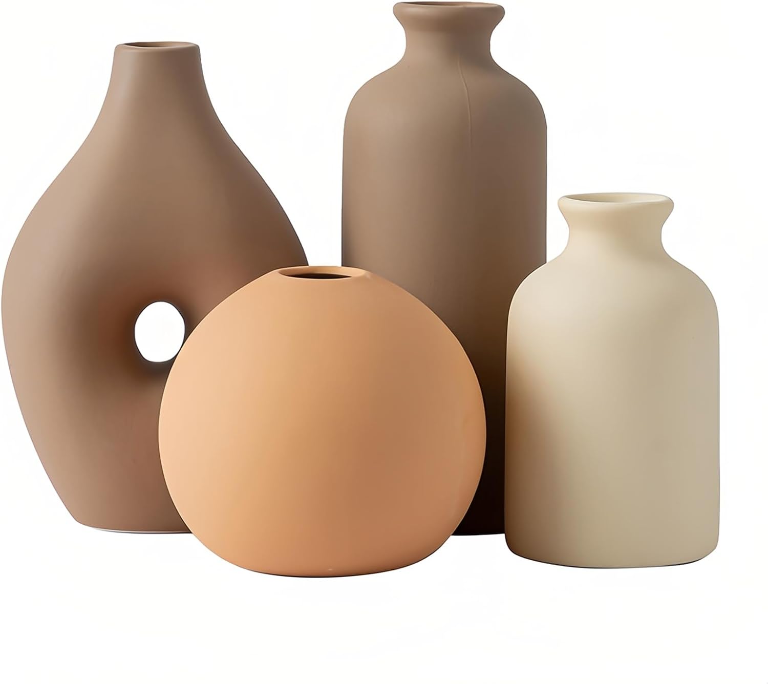 Modern SimplicityCeramic Vase Set of 4 - NeutralcolorRack Decoration ，Modern Farmhouse Decor, Home Decoration vase