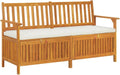 Outdoor Storage Bench with Cushion, Solid Acacia Wood Entryway Seating for Garden, Patio, and Living Room, 58.3 Inch Wide