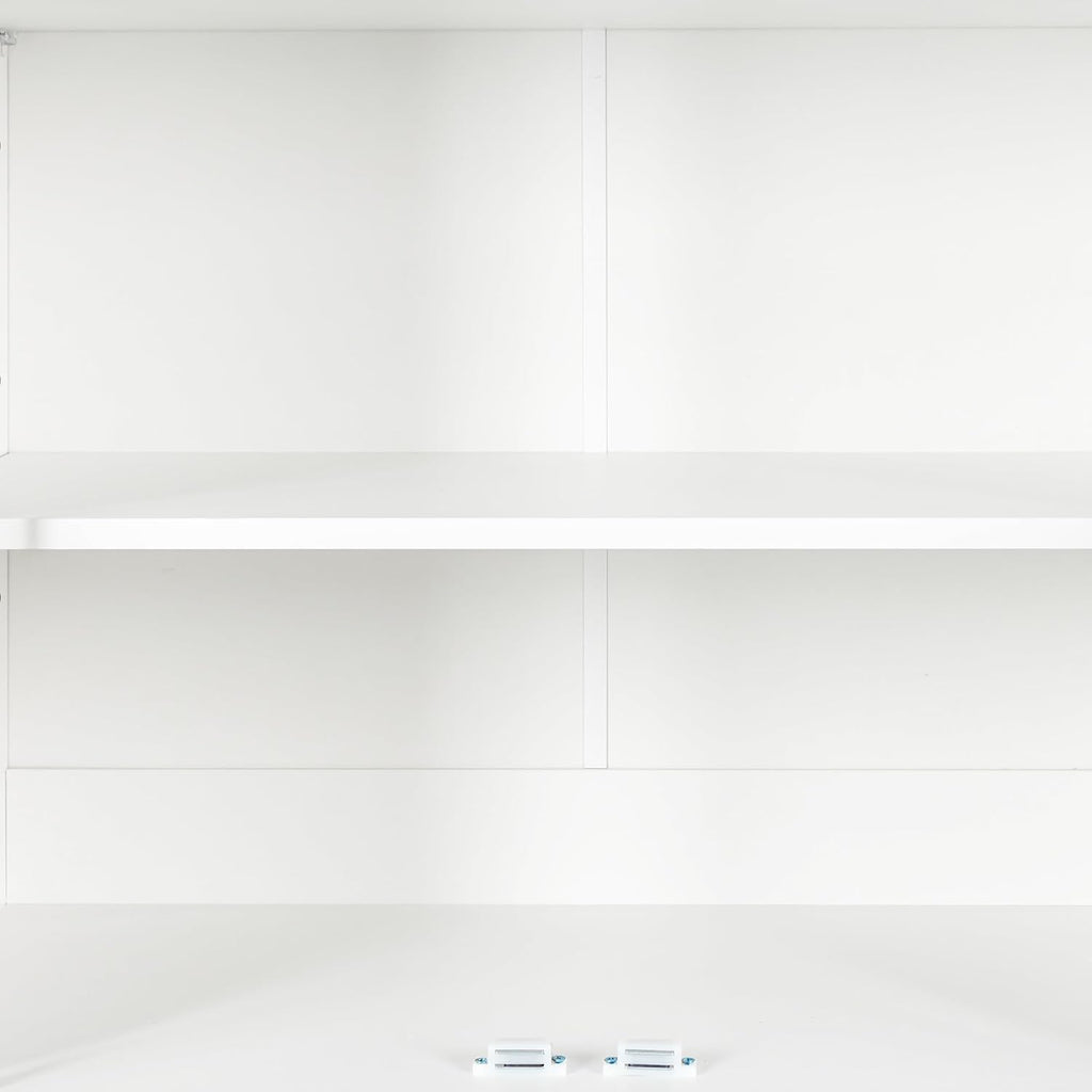72" Kitchen Pantry Storage Cabinet, Traditional Freestanding Cupboard with 4 Doors and Adjustable Shelves, Large Central Drawer, White,15.75 * 30 * 72