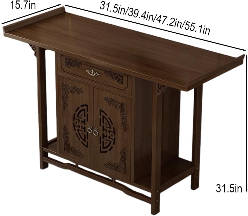 Solid Bamboo Buddha Altar Cabinet, Chinese Cabinet Pedestal Offering Table, Personal Shrine Altar Table, Easy Assembly, for Living Room, Bedroom, Office(39.4 * 15.7 * 31.5in)