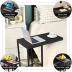 Minimalist C-Shaped End Table – 20.5x15.7x23.6in, Load-Stable Steel & MDF Construction, Protective Floor Feet, Easy-Clean Surface