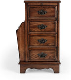 Beaumont Lane Modern Traditional Wooden Side Table, Cherry Veneers, Vintage Oak Finish, 14.5"W x 24"D x 24"H, Magazine Storage, Pull-Out Tray, Adjustable Shelf, Antique Brass Pulls for Living Room or
