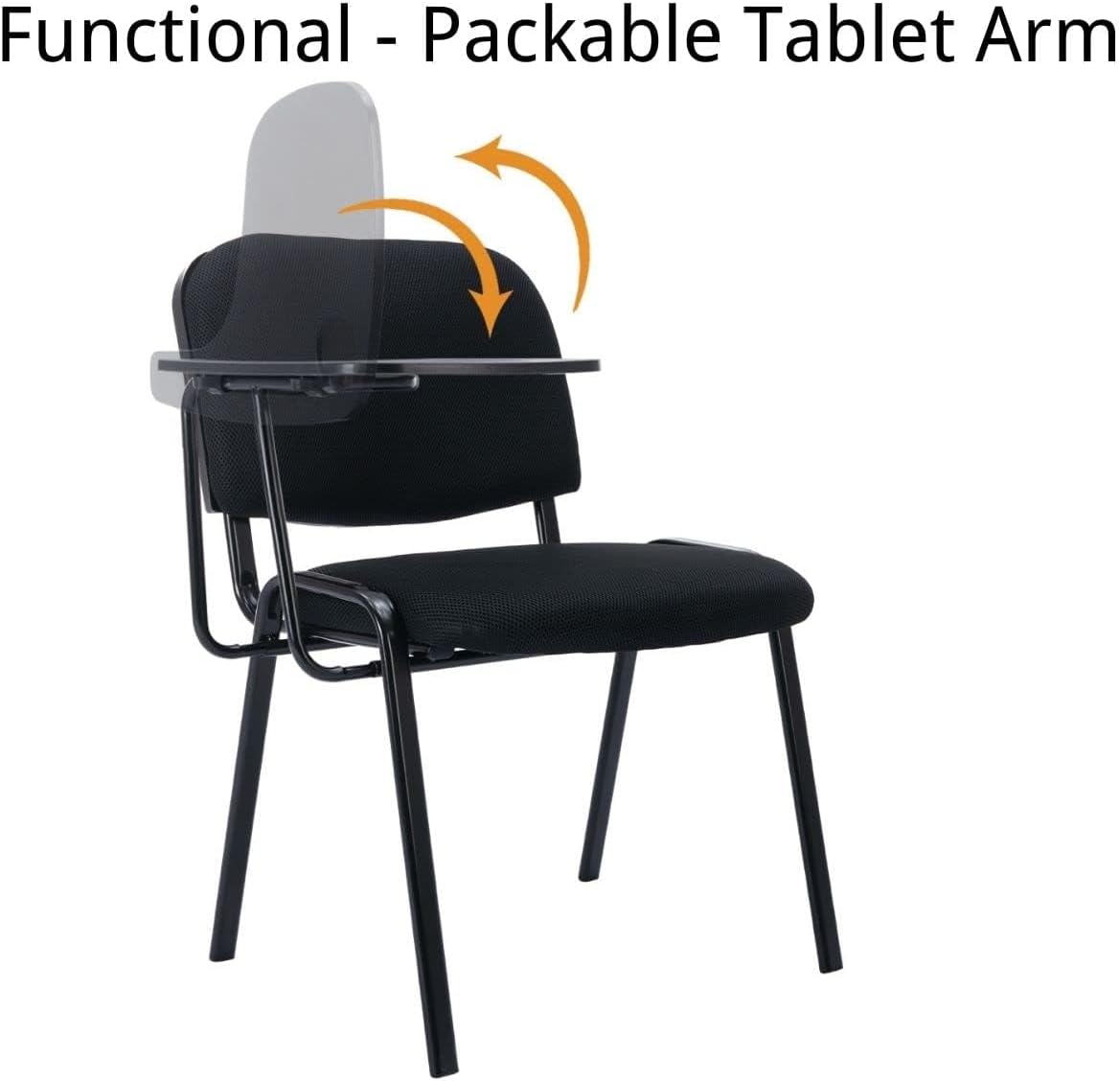 Shunzhi Waiting Room Chairs Set of 10 Stackable Conference Room Chairs Mesh Office Guest Chair Reception Chair with Tablet Arm for Breakroom/Lobby/Events/Church/School/Hall/Hotel,Black,10PCS