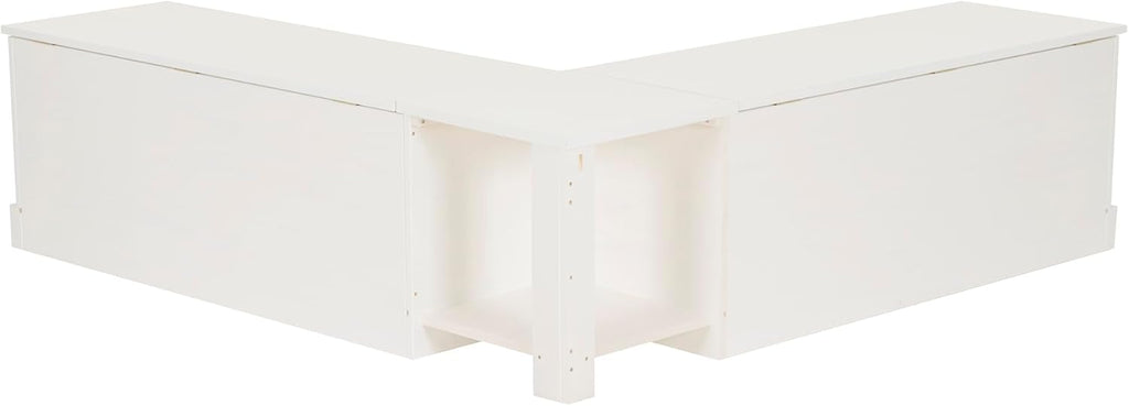 Linon Harris White Solid Pine Backless Nook with Interior Storage