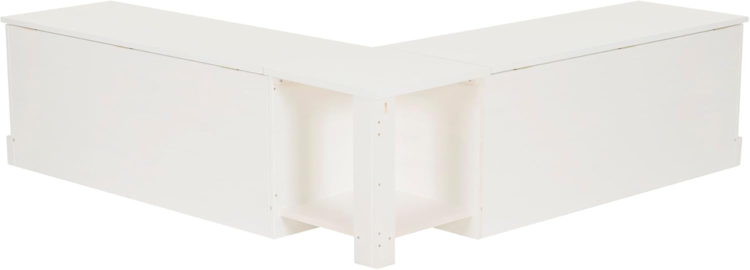 Linon Harris White Solid Pine Backless Nook with Interior Storage