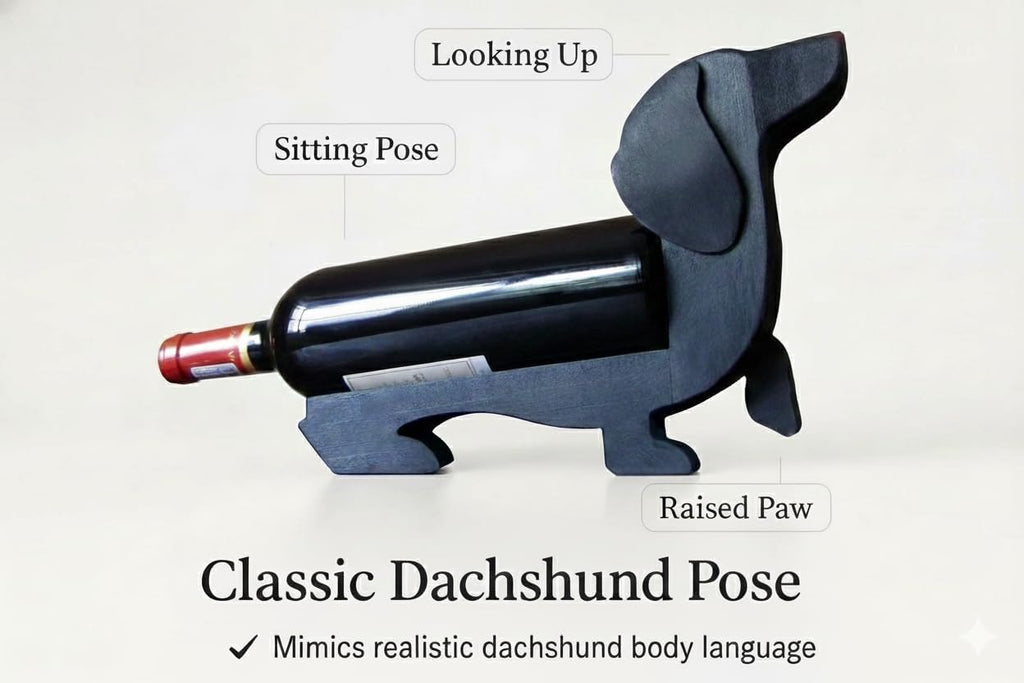 Dachshund Gifts for Women and Loved Ones. Solid Wood Dachshund Wine Bottle Holder. Dog mom Gifts. Dachshund Decor Wine Holder. Weiner Dog Gifts. (Black)